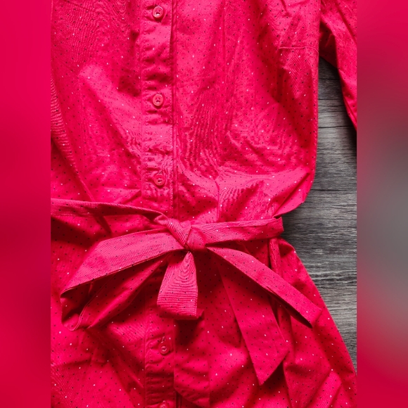 Tommy Hilfiger Polkdadot Red Button-Up Shirt Dress - Picture 3 of 6